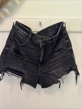 American Eagle Outfitters Black Distressed Cutoff Jean Shorts